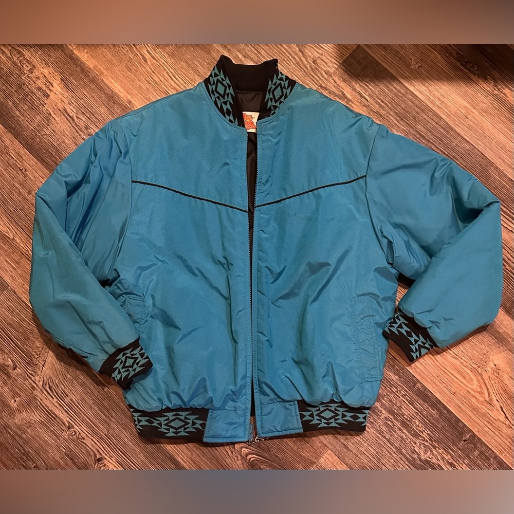 Vintage 90s western turquoise jacket ladies size 14